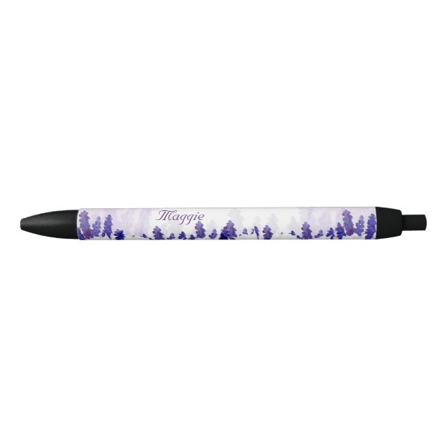 Stylo Noir Tulipes et Lavande, Floral (Devant)