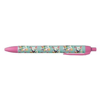 Stylo Noir Un chien heureux mangeant une glace