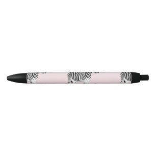 Stylo Noir Un joli Zèbre noir et blanc, un animal rose