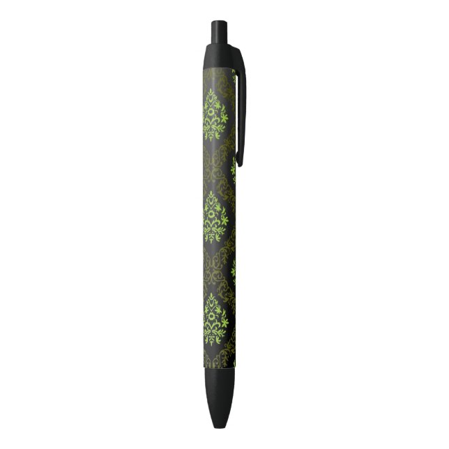 Stylo Noir Vert floral de papier peint (Bas (Vertical))