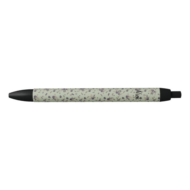 Stylo Noir Vert lime de bleuets (Devant)