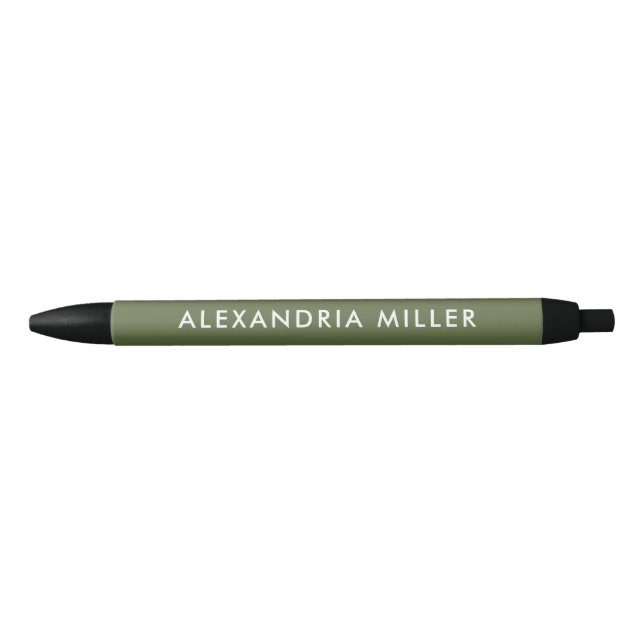 Stylo Noir Vert olive simple et élégant (Devant)