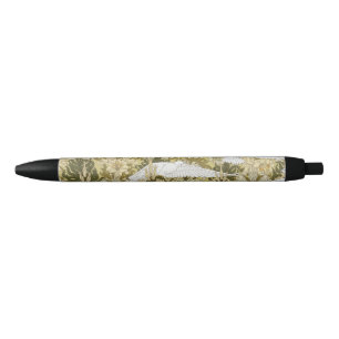 Stylo Noir Vert sauge vintage motif floral Dove & Lily