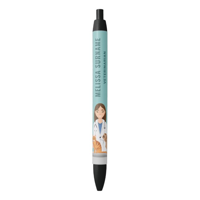 Stylo Noir Vétérinaire Femme Vétérinaire Clinique vétérinaire (devant Vertical)
