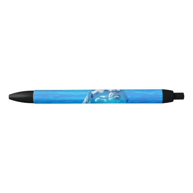 Stylo Noir Vie marine sous-marine de beau dauphin (Devant)