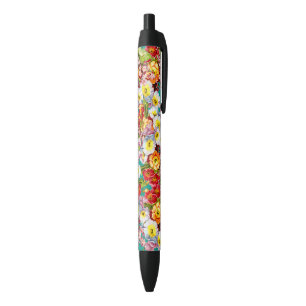 Stylo Noir Vintage Art Floral Motif Fleurs de printemps Primr
