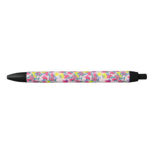 Stylo Noir Vintage Tulipes Rose Printemps Fleurs