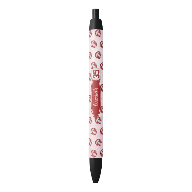 Stylo Noir volley-ball personnalisé blanc (devant Vertical)