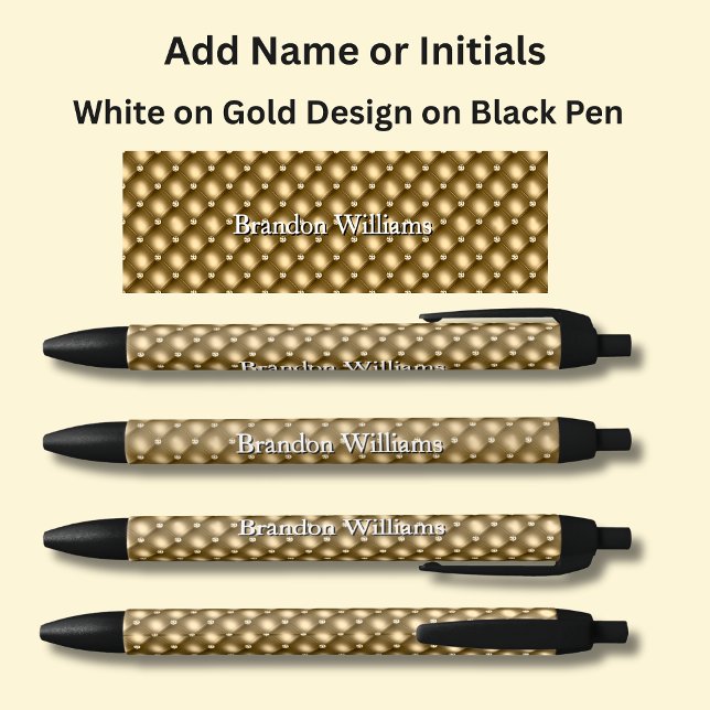 Stylo Noir Votre nom ou vos initiales sur Gold Abstrait (Créateur téléchargé)