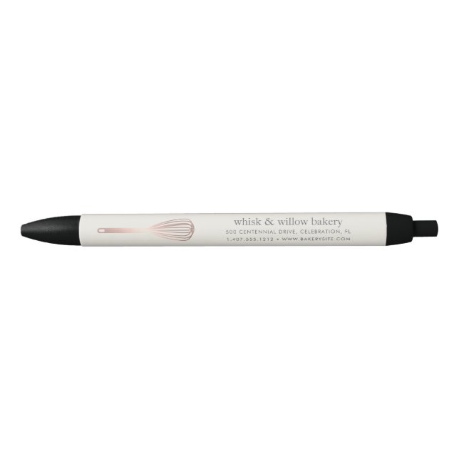 Stylo Noir Whisk d'or rose | Boulangerie ou restauration (Devant)