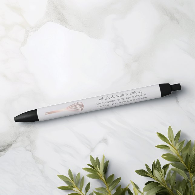 Stylo Noir Whisk d'or rose | Boulangerie ou restauration (Créateur téléchargé)