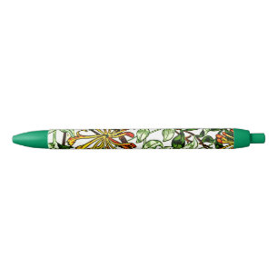 Stylo Noir William Morris - Honeysuckle vert et jaune or