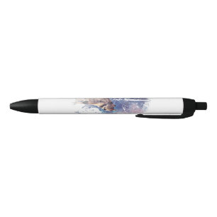 Stylo Noir Wolf Parent Animal Nature Aquarelle Art