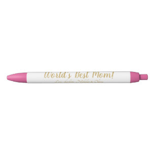 Stylo Noir World’s Best Mom gold custom script mignon