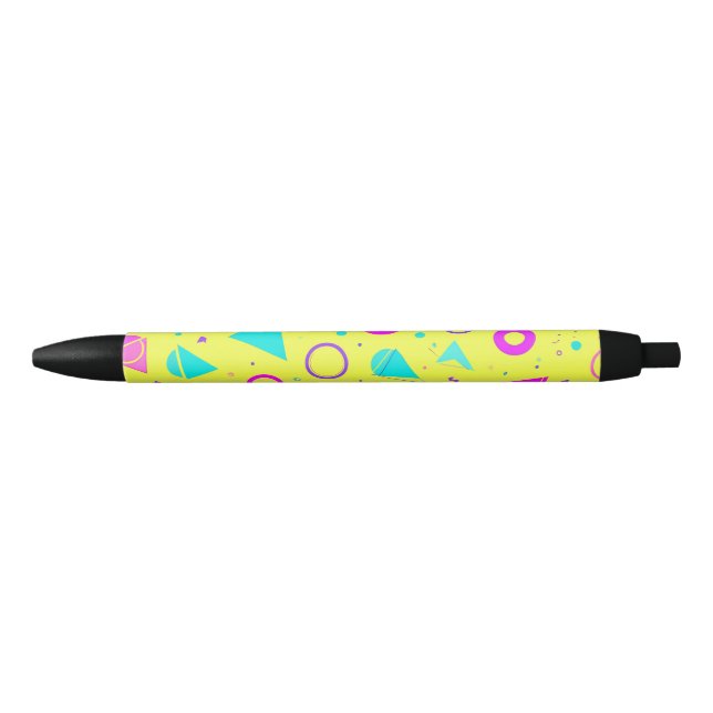 Stylo Noir Yellow Neon Memphis Geometric 80s Design (Devant)