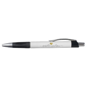 Stylo Nom de script Cœur d'Or Moderne