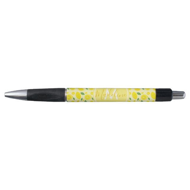 Stylo Nom d'initiale de motif de caractère de citron (Devant)