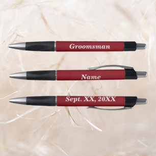 Stylo Nom du Groomsman et date Poignée en caoutchouc
