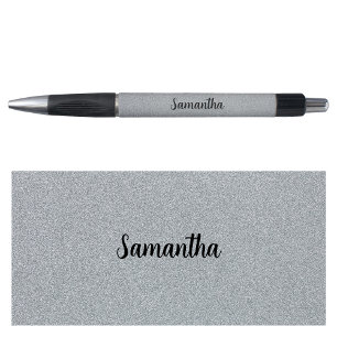 Stylo Nom personnalisé Parties scintillant gris argent