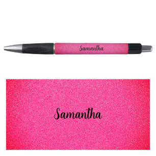 Stylo Nom personnalisé Parties scintillant rose