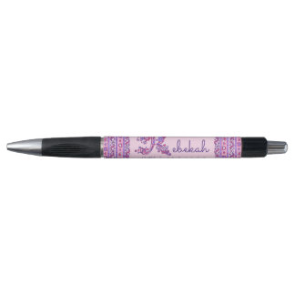 Stylo Nom Rebekah commençant par R fleurs de cœur