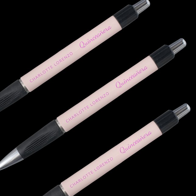Stylo Nom rose or rose Quinceanera (Créateur téléchargé)