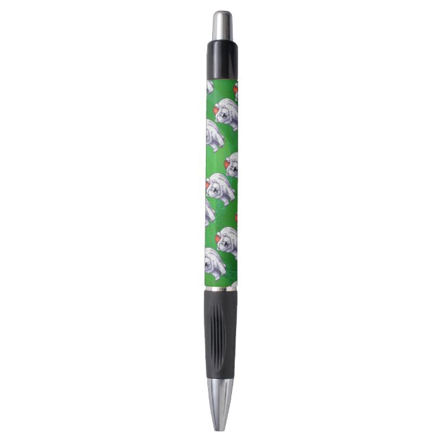 Stylo Ours polaire Noël sur vert (Devant (Vertical))