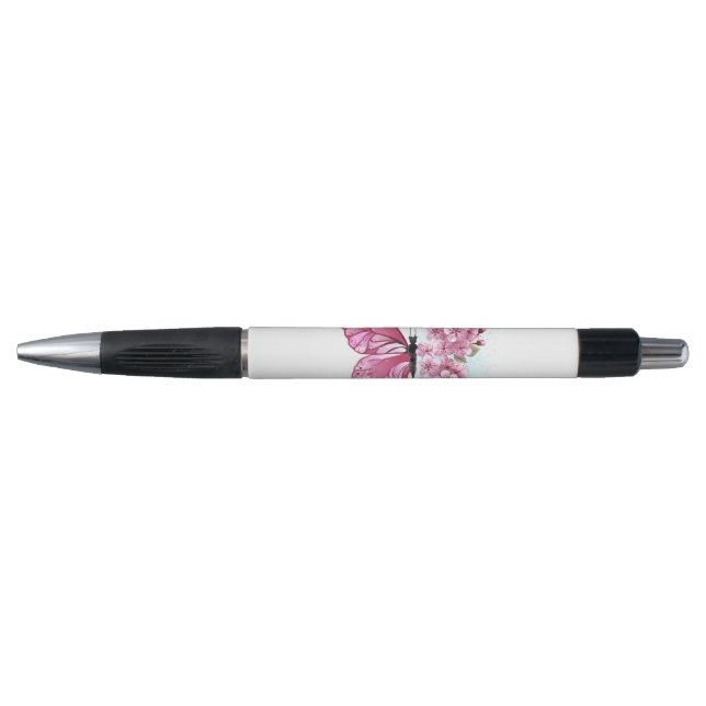Stylo Papillon à fleurs avec Sakura rose (Devant)