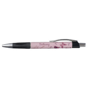 Stylo Papillon pourpre et lilas d'aquarelle personnalis
