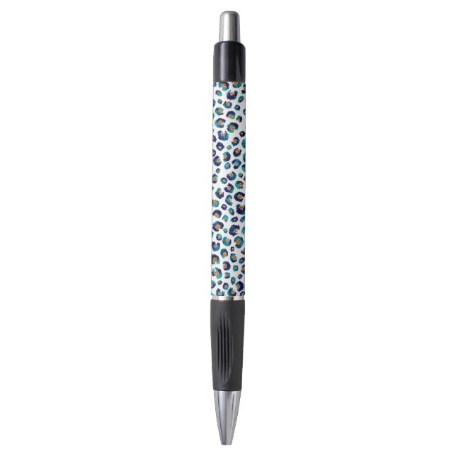 Stylo Parties scintillant d'or bleu Motif Leopard (Devant (Vertical))