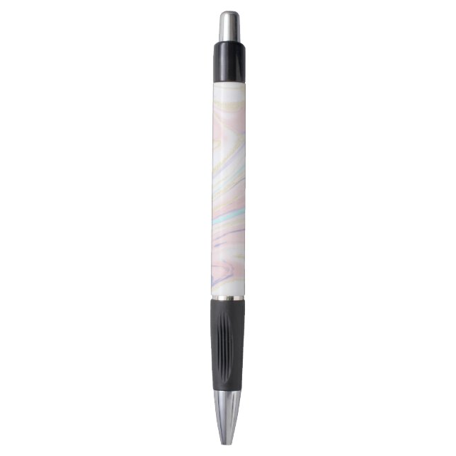 Stylo Parties scintillant moderne en marbre bleu rose or (Devant (Vertical))