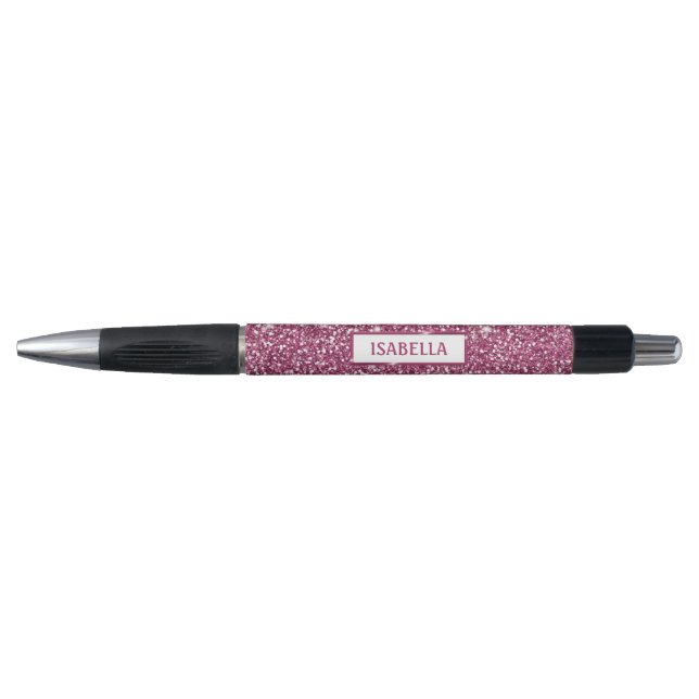 Stylo Parties scintillant rose Faux Regarder avec nom pe (Devant)