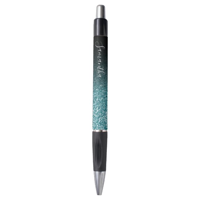Stylo Parties scintillant Turquoise Black Ombre Faux per (Devant (Vertical))
