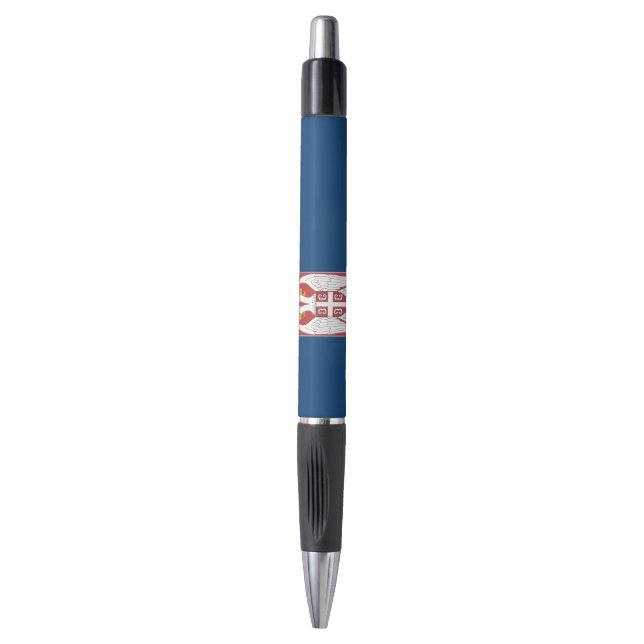 Stylo patriotique avec drapeau de Serbie (Devant (Vertical))