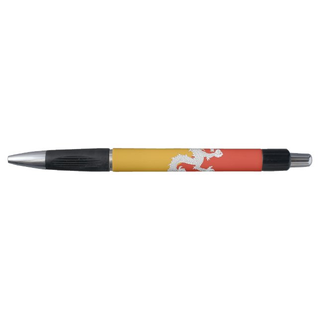 Stylo patriotique avec drapeau du Bhoutan (Devant)