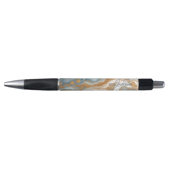 Stylo Peach Orange Turquoise Blue Gold Marble Art Motif (Devant)
