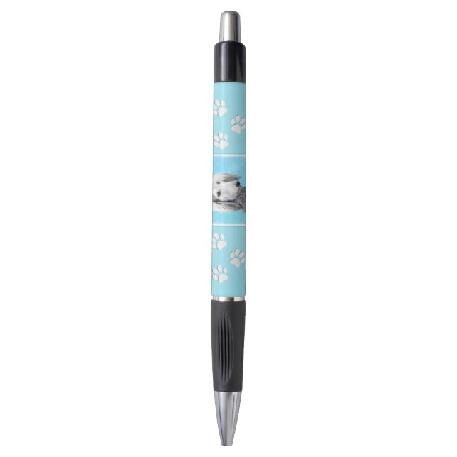 Stylo Peinture de Saluki (Argent) - Joli art original de (Devant (Vertical))