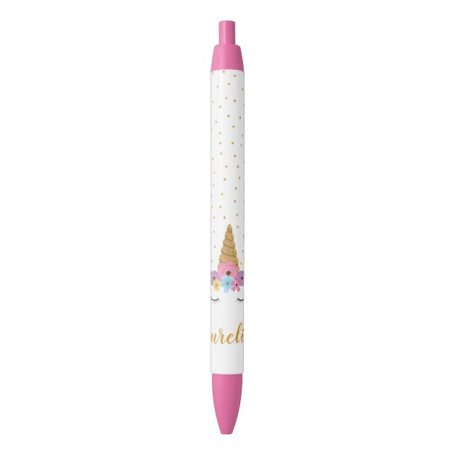 Stylo Personnalisé Cute Unicorn | Couleur personna (devant Vertical)