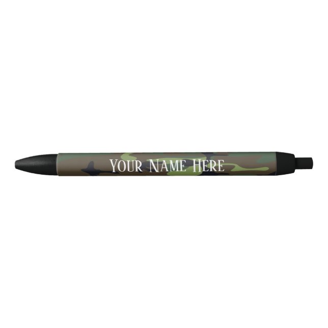 Stylo personnalisé noir, encre noire (Devant)