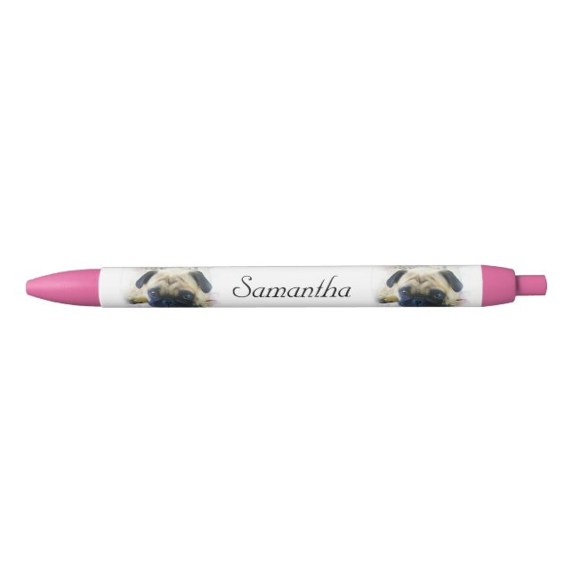 Stylo personnalisé par rouge de chien de carlin (Devant)