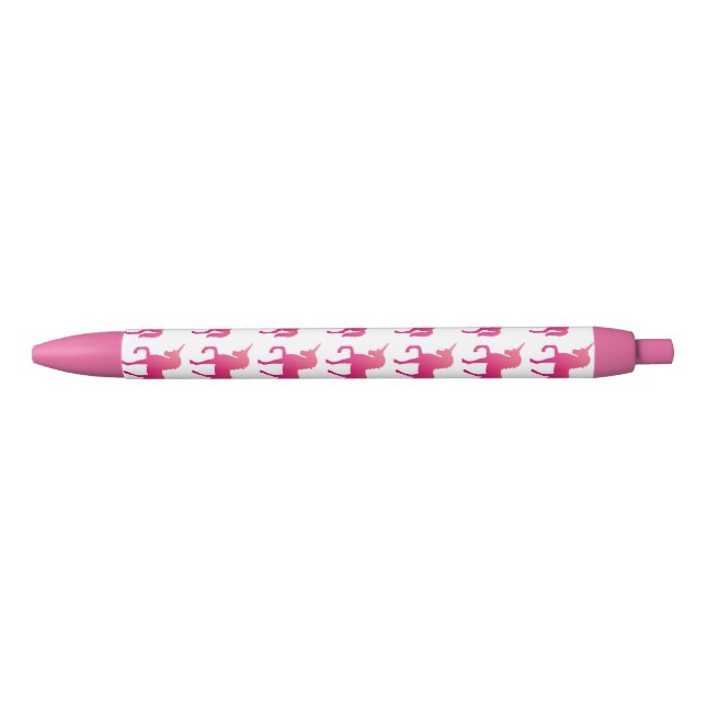 Stylo Personnalisé Unicorne Rose, encre noire (Devant)