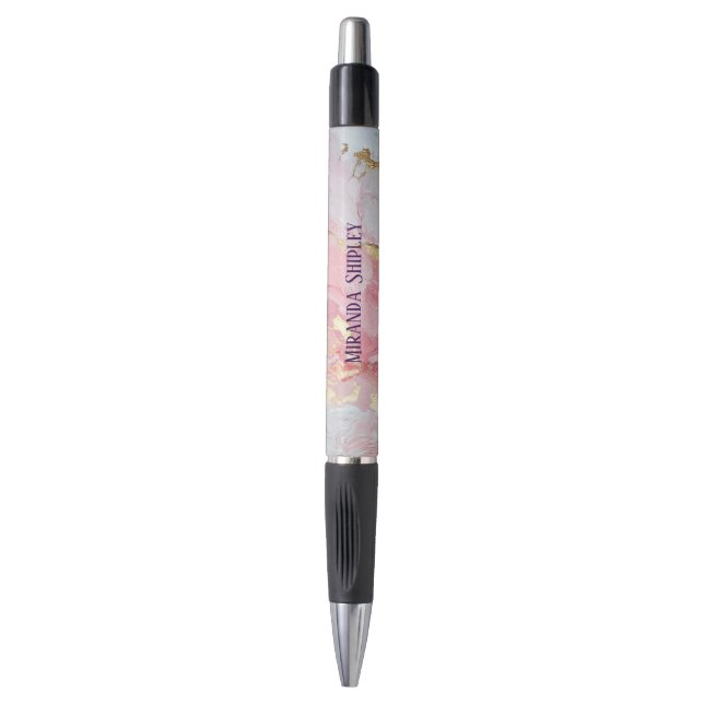 Stylo Pink & Gold Elegant Paint Purple Name (Devant (Vertical))