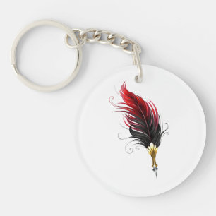 Stylo plume à pointe en or et plume rouge