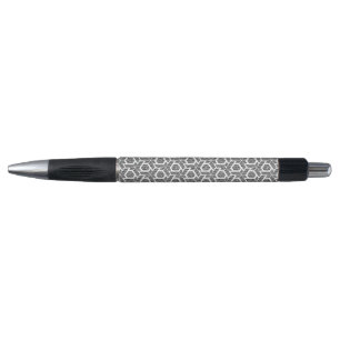 Stylo Points noirs sur motif transparent blanc