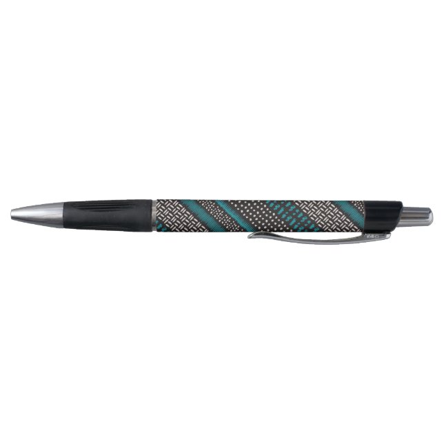 Stylo Points Turquoises noirs Zigzags Motif (Bas)