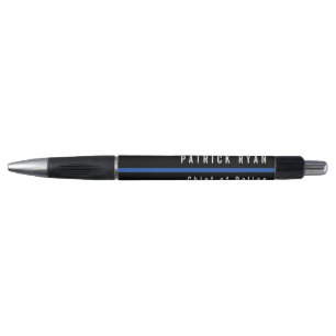 Stylo Police Ligne Bleue Mince Monogramme