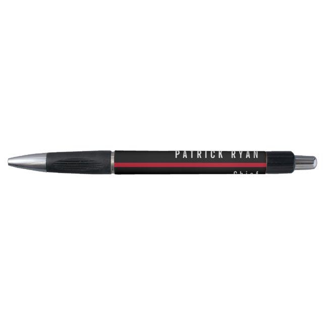 Stylo Pompier Mince ligne rouge Monogramme (Devant)