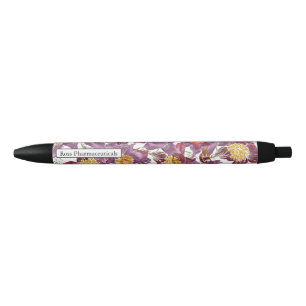 Stylo pourpre rose personnalisé de papillons