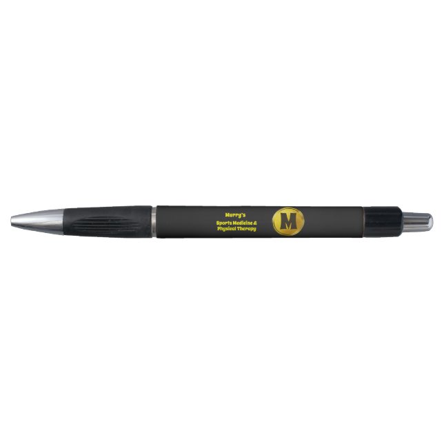 Stylo Professionnel Élégant Noir Or Monogramme Entrepris (Devant)