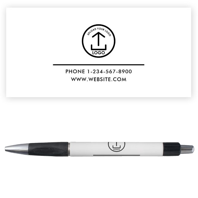 Stylo Professionnel Logo d'entreprise Coordonnées Blanc (Professional Business Logo Contact Details White Pen)